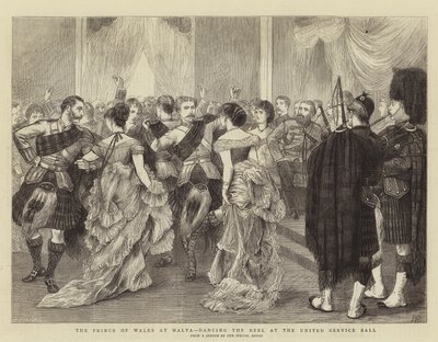 El Príncipe de Gales en Malta, bailando el Reel en el Baile del Servicio Unido de William Ralston